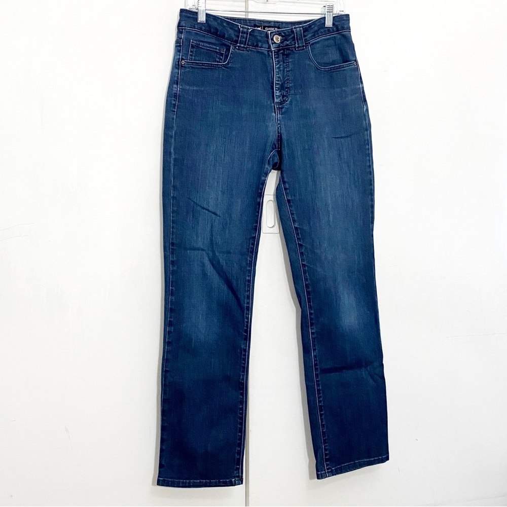 LEE Classic Fit straight leg high rise dark wash jeans blue 10